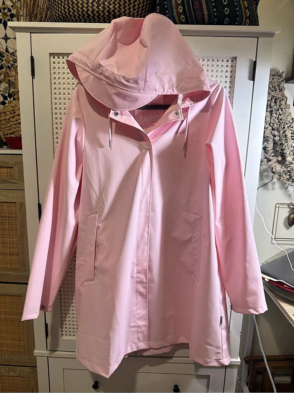 RAINS Pink Hooded Raincoat